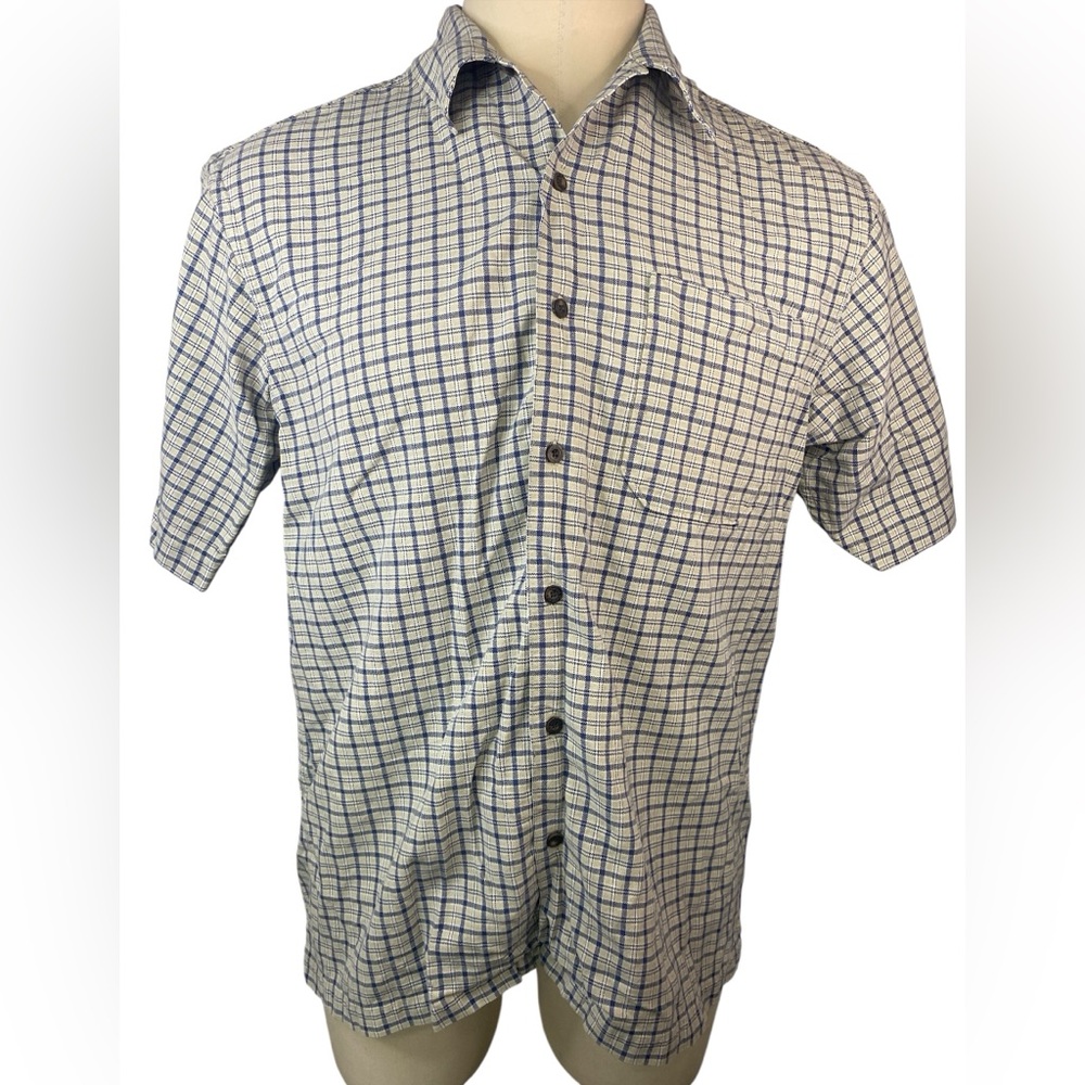 Timberland Performance Blue -Gray Plaid SS Heavy Cotton Shirt Men’s Large